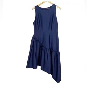 Abbey Glass - Navy Asymmetrical Sleeveless Dress.  Size M